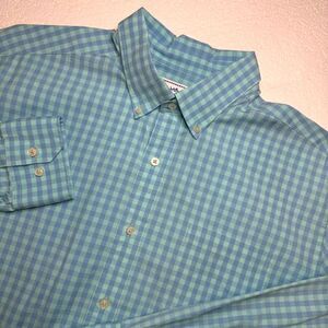Southern Tide Men's XL Blue Green Buffalo Plaid Shirt Long Sleeve Classic Fit